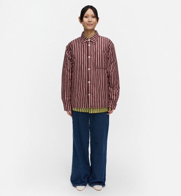 Marimekko「Seura Piccolo オーバーシャツ」|その他|ﾗｲﾄﾋﾟﾝｸ&times;ﾌﾞﾗｳﾝ