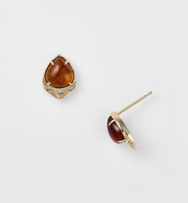 agete「K10アンバー／ダイヤモンドピアス」|ピアス|