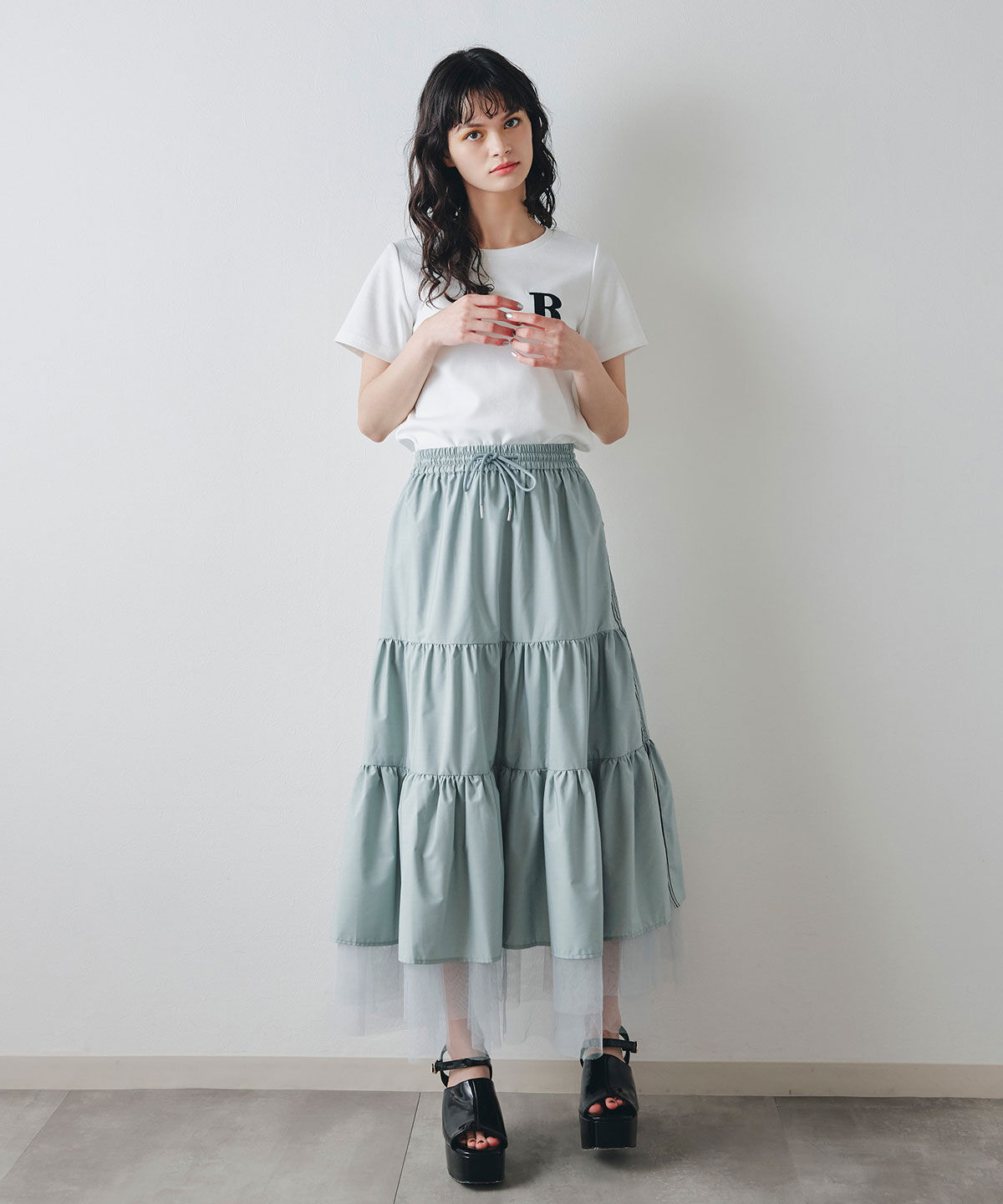 REDYAZEL「ビジューRチャームTシャツ」|Tシャツ・カットソー|