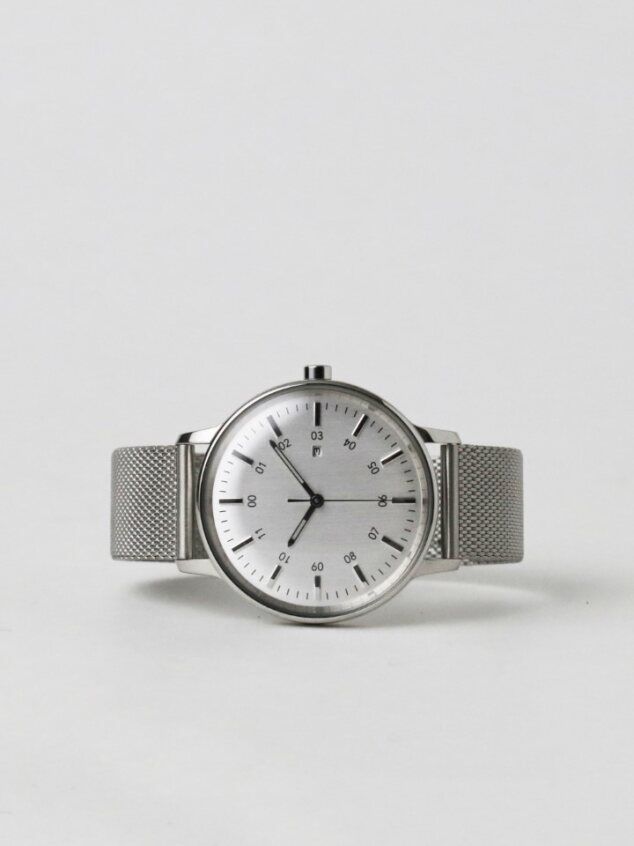 sazare「<sazare (ｻｻﾞﾚ) > 38mm SK01 1970/ SS SILVER MIRROR FINISH/ SILVER INDEX DIAL/ SILVER MESH」|腕時計|