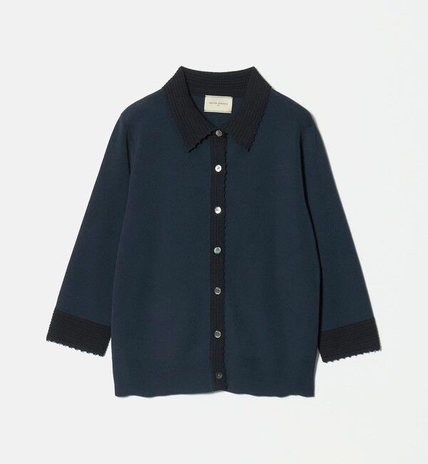 UNITED ARROWS「クロシェ ポロカーディガン ‐ウォッシャブル‐」|カーディガン|NAVY