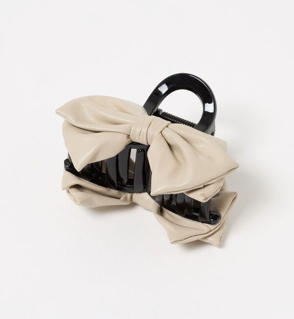 UNITED ARROWS「レザーライク リボン ヘアクリップ」|その他|BEIGE