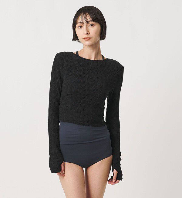 UNITED ARROWS「＜TO UNITED ARROWS＞プリーツ ロングスリーブ カットソー」|Tシャツ・カットソー|BLACK