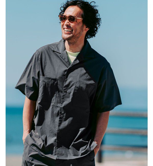 UNITED ARROWS green label relaxing「WONDER CLOTH オープンカラー 3ポケット 半袖シャツ -ストレッチ・接触冷感・吸水速乾-」|シャツ・ブラウス|DK.GRAY