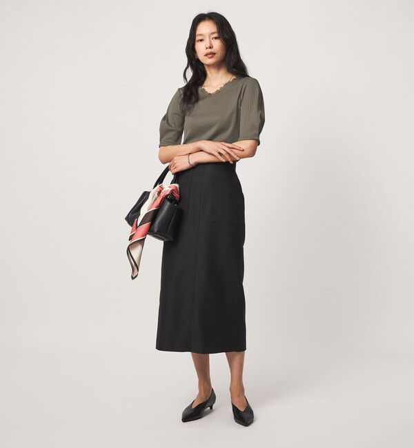 UNITED ARROWS green label relaxing「ブライトリブ レース 5分袖 プルオーバー カットソー」|Tシャツ・カットソー|