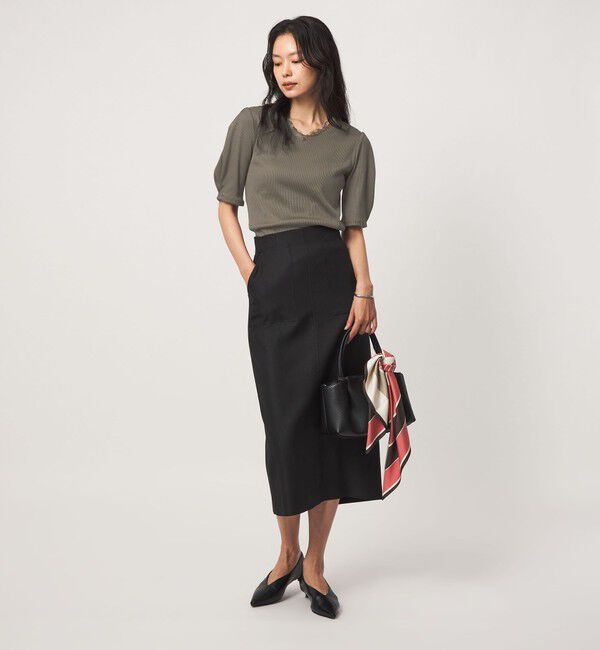 UNITED ARROWS green label relaxing「ブライトリブ レース 5分袖 プルオーバー カットソー」|Tシャツ・カットソー|