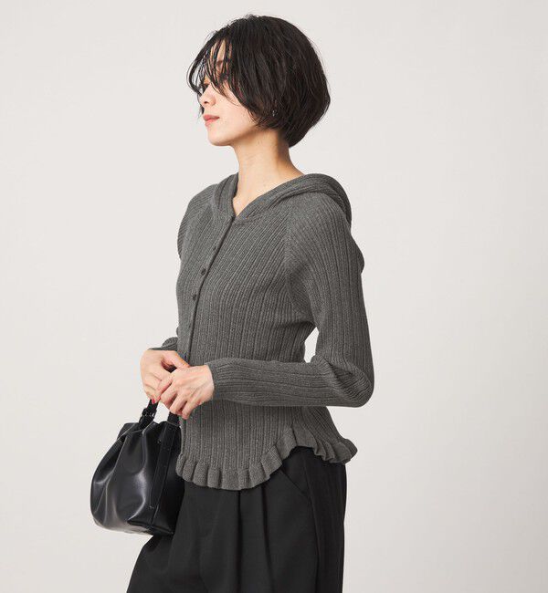 UNITED ARROWS green label relaxing「【別注】＜tyn.TGOR＞フリル リブ フード カーディガン」|カーディガン|