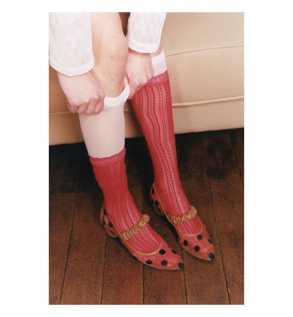 Ray BEAMS 「レイヤード レース ソックス」|ソックス|RED