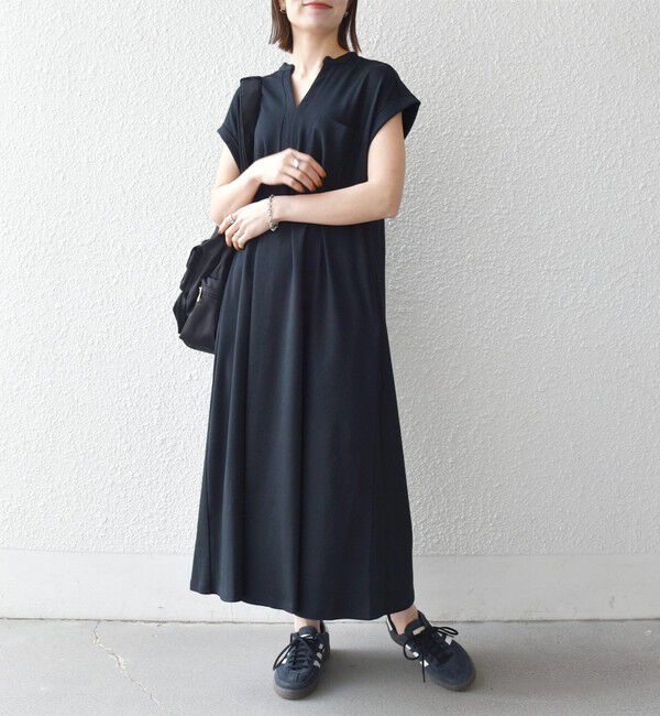 SHIPS any「SHIPS any:〈接触冷感/汗染み防止加工/洗濯機可能〉スキッパー Aライン ワンピース」|ワンピース|
