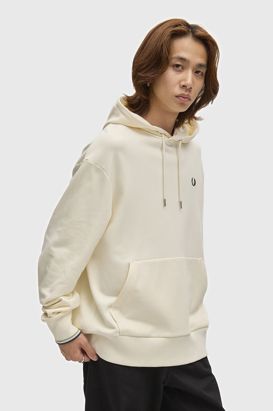 FRED PERRY 「FRED PERRY／Tipped Hooded Sweatshirt／ロゴフードスウェット」|スウェット・ジャージ|ECRU