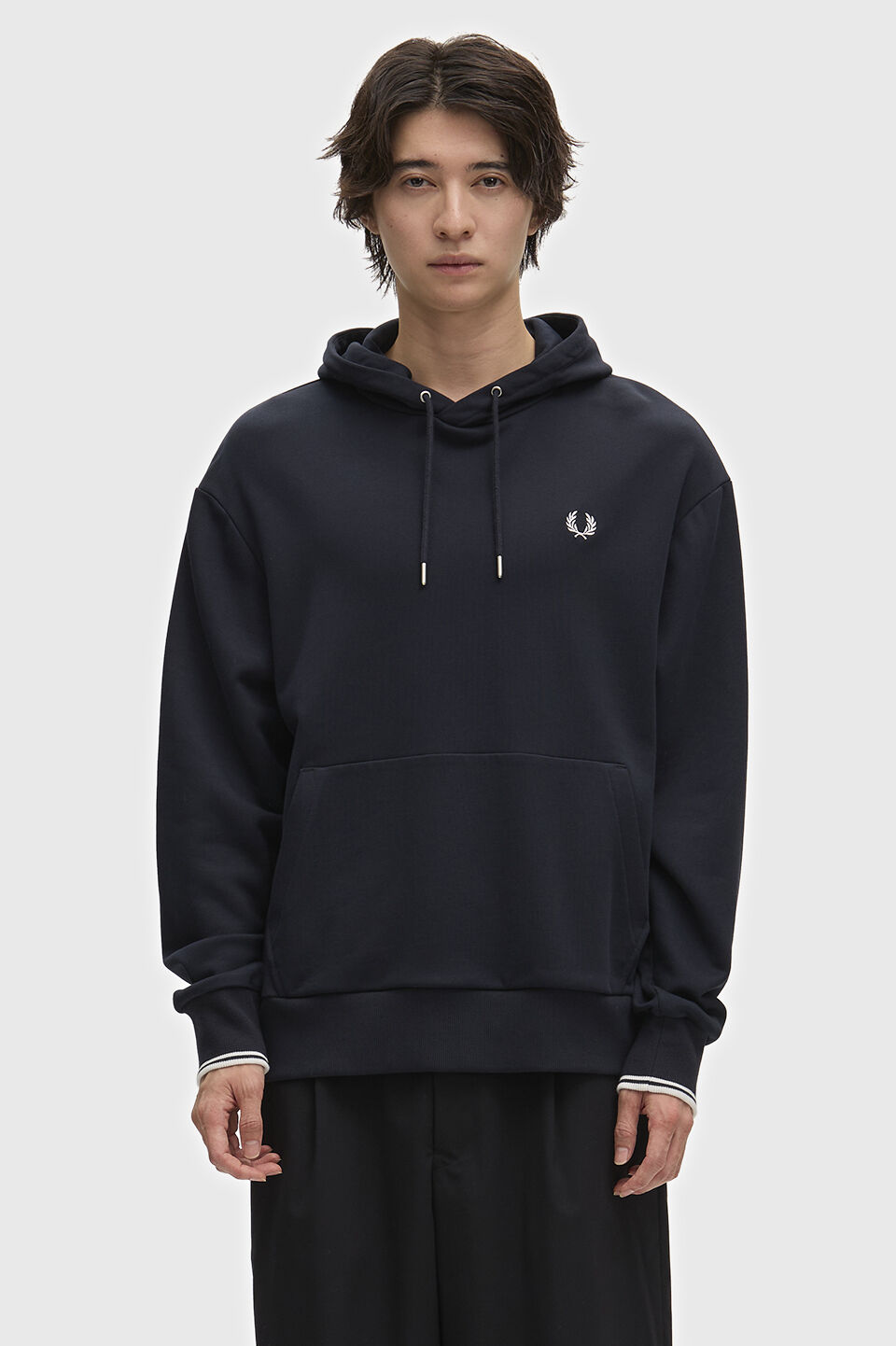 FRED PERRY 「FRED PERRY／Tipped Hooded Sweatshirt／ロゴフードスウェット」|スウェット・ジャージ|