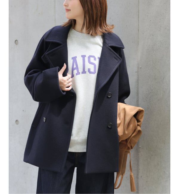 JOURNAL STANDARD relume「《予約》尾州ウールスーパー100スタンドPコート」|ピーコート|ネイビー