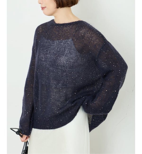 journal standard L'essage「《予約》スパンコールモヘヤMIX 2WAYニット」|ニット・セーター|ネイビー