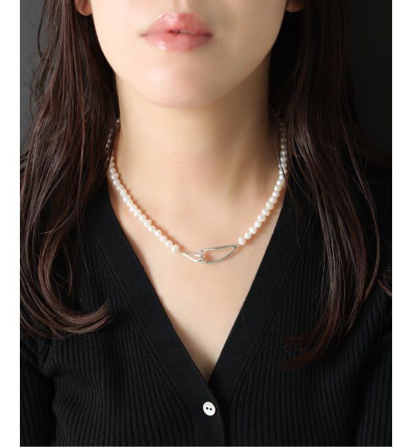 Spick and Span「《予約》【SAMH by LILAS】Wパーツパールネックレス SV」|ネックレス|シルバー