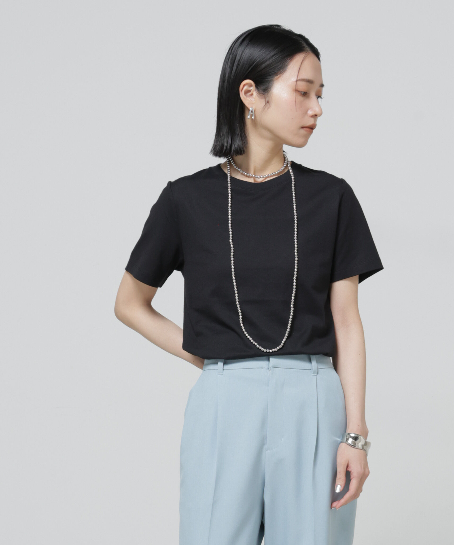 NANO universe「〈追加〉Anti Soaked(R) 汗染み防止クルーネックTシャツ」|Tシャツ・カットソー|ブラック