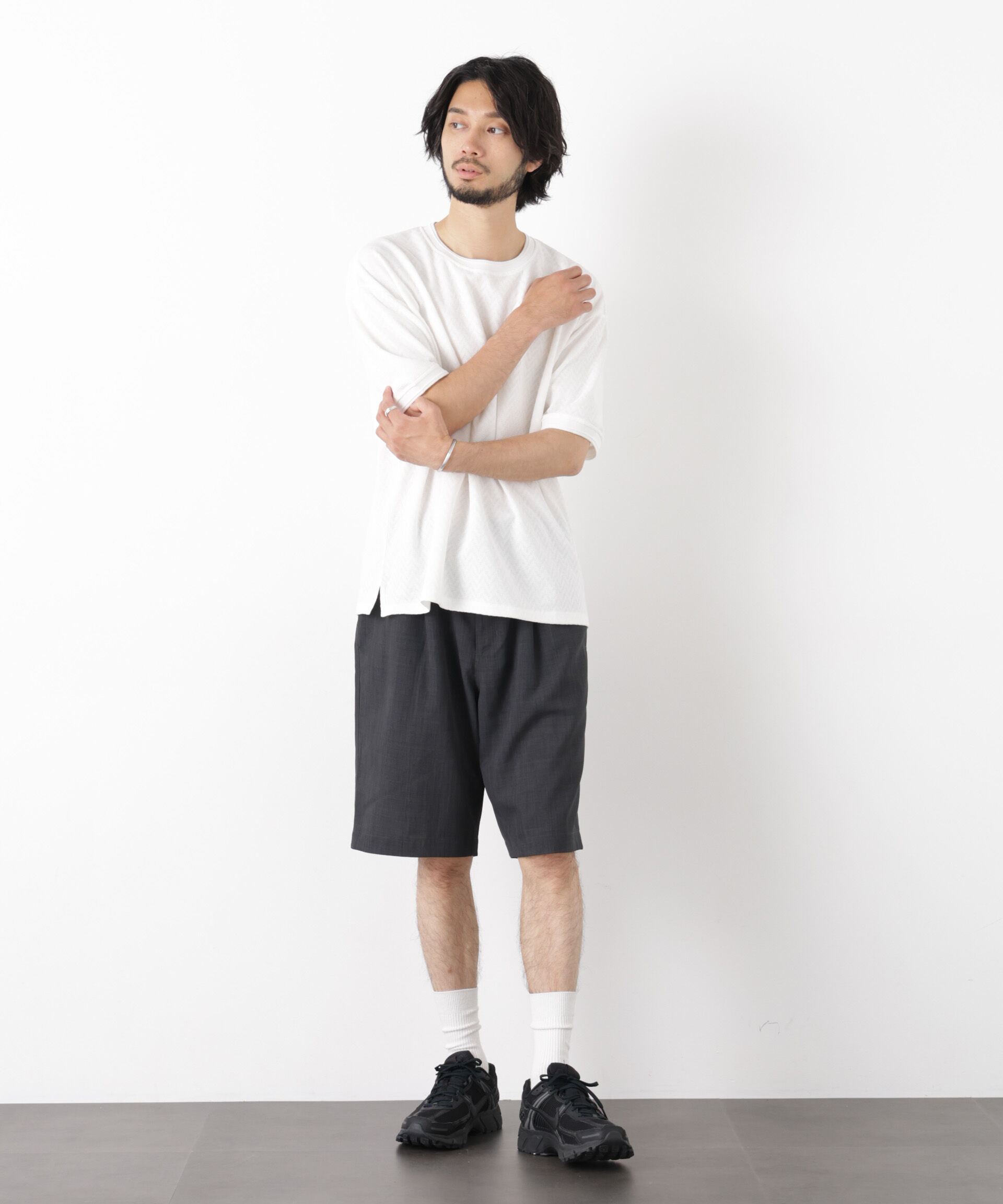 NANO universe「ヘリンボンジャガードTシャツ 半袖」|Tシャツ・カットソー|