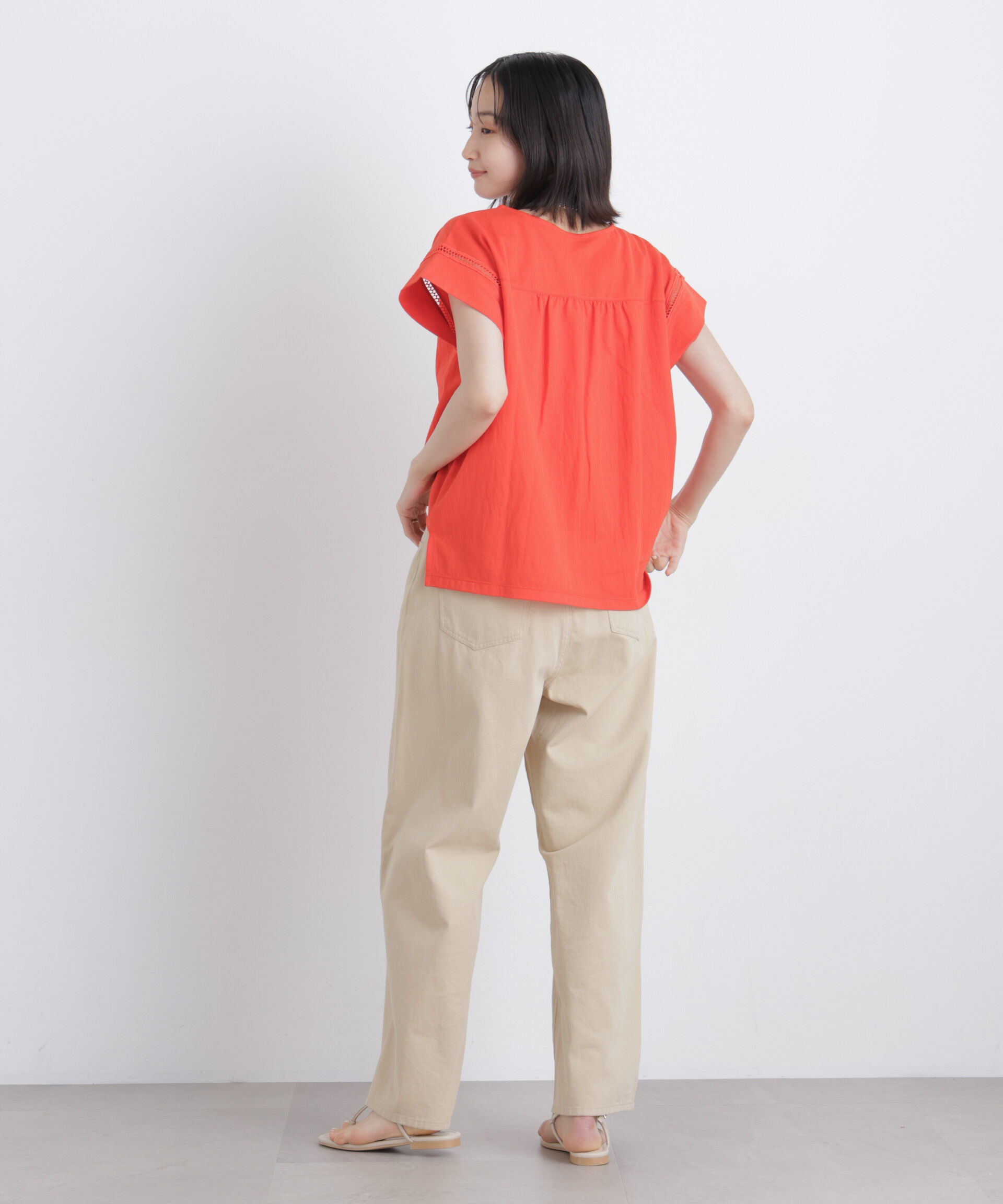 NANO universe「ハシゴレースフレンチスリーブカットトップス」|Tシャツ・カットソー|