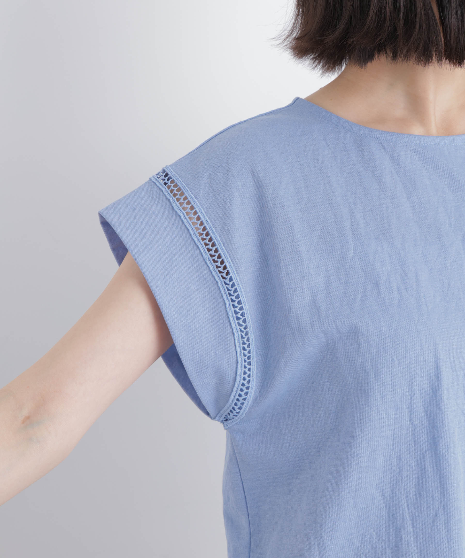 NANO universe「ハシゴレースフレンチスリーブカットトップス」|Tシャツ・カットソー|