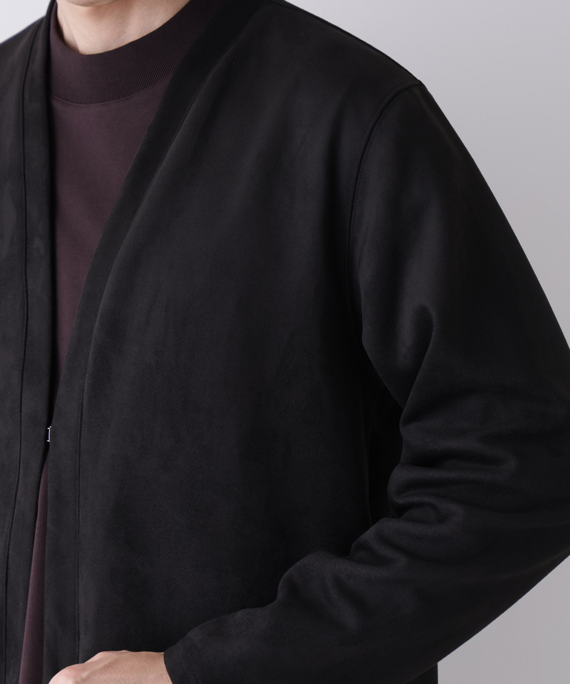 NANO universe「「モダンコンフォート」フェイクスエードトッパーカーディガン」|Tシャツ・カットソー|