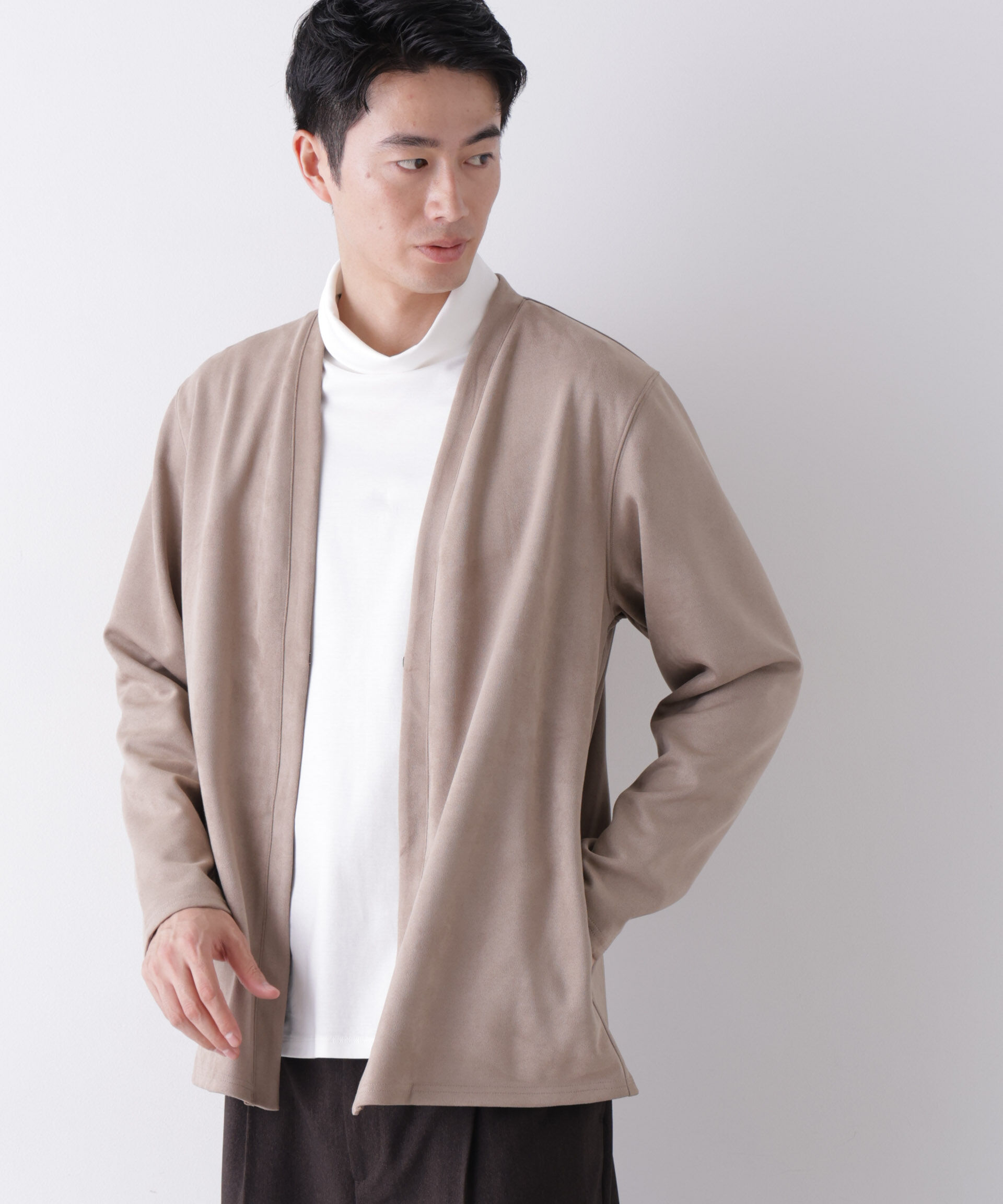 NANO universe「「モダンコンフォート」フェイクスエードトッパーカーディガン」|Tシャツ・カットソー|グレージュ3