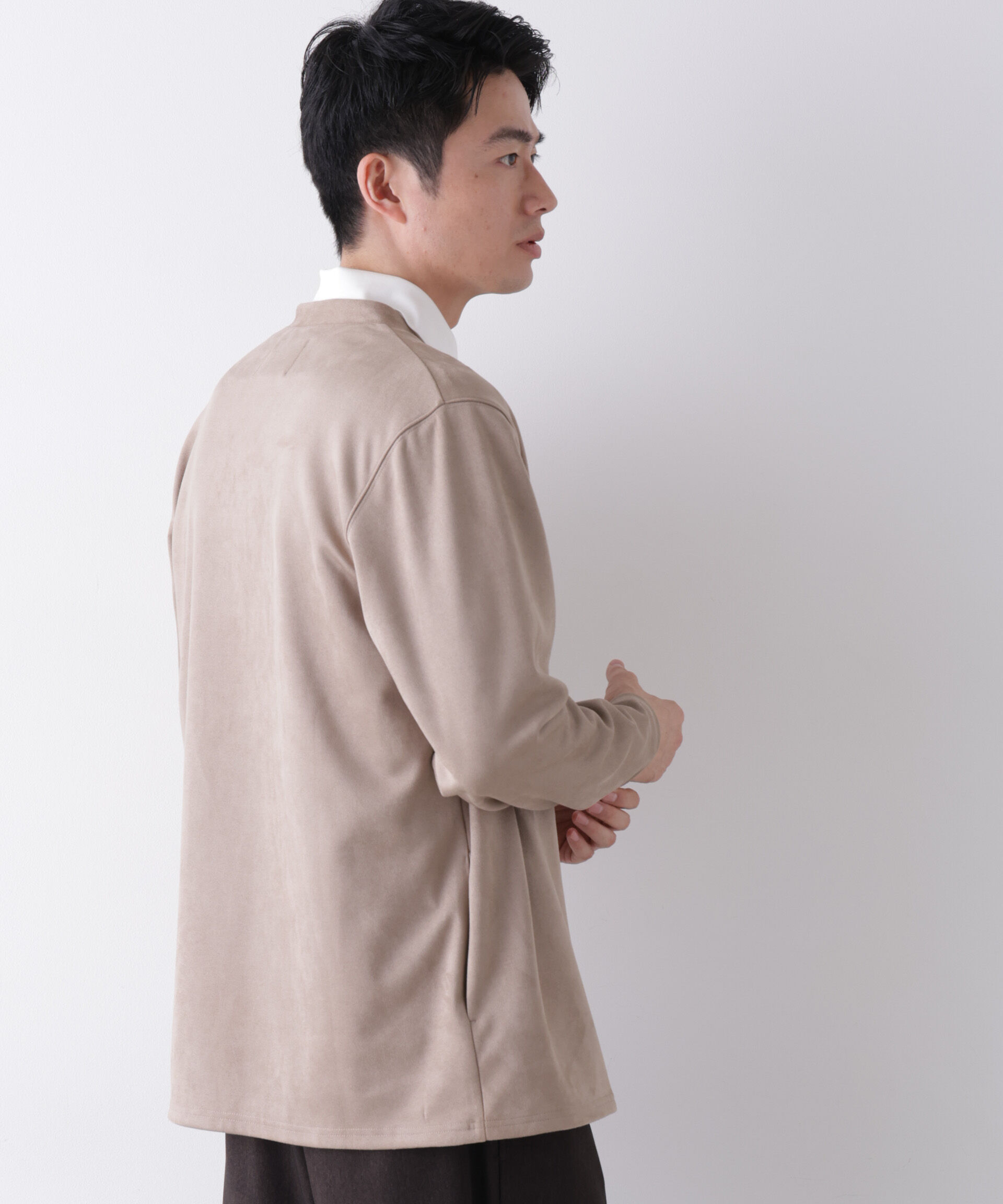 NANO universe「「モダンコンフォート」フェイクスエードトッパーカーディガン」|Tシャツ・カットソー|