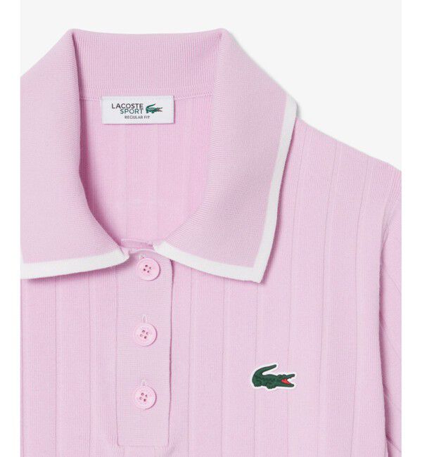 LACOSTE「メッシュ切り替え エッジ配色ゴルフニットポロシャツ」|ニット・セーター|