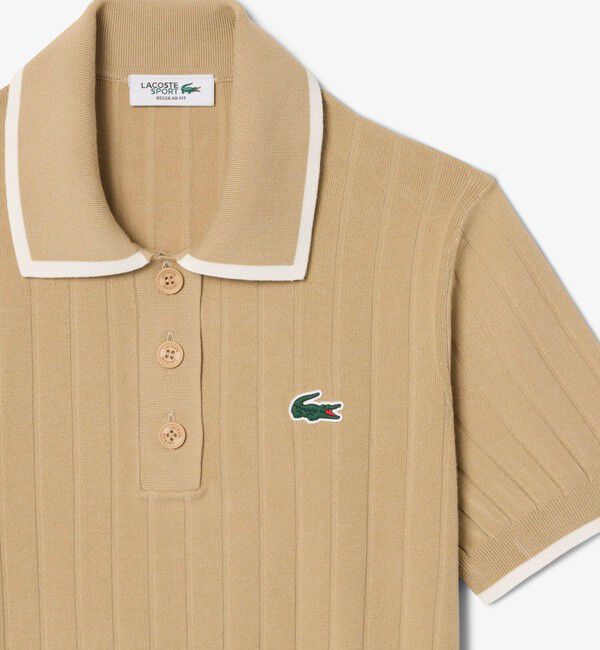 LACOSTE「メッシュ切り替え エッジ配色ゴルフニットポロシャツ」|ニット・セーター|
