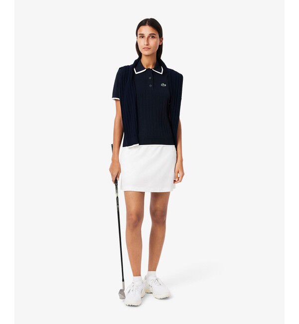 LACOSTE「メッシュ切り替え エッジ配色ゴルフニットポロシャツ」|ニット・セーター|