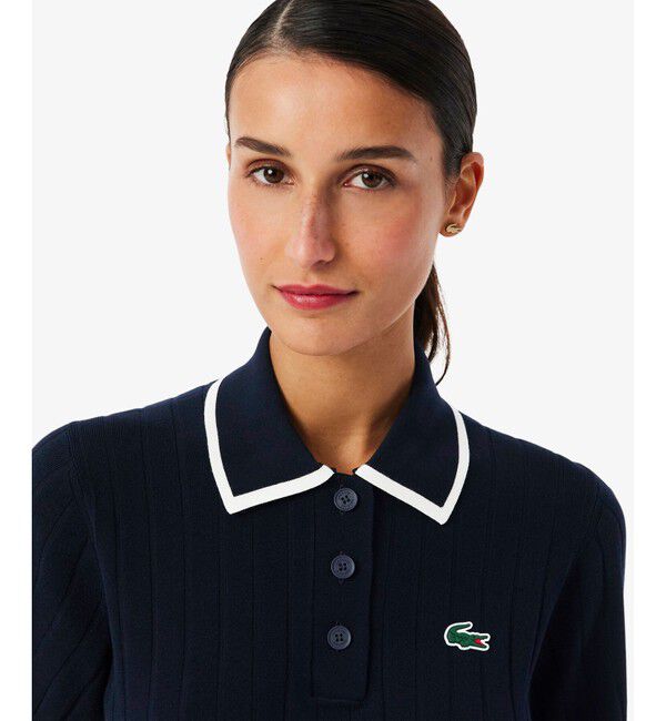 LACOSTE「メッシュ切り替え エッジ配色ゴルフニットポロシャツ」|ニット・セーター|