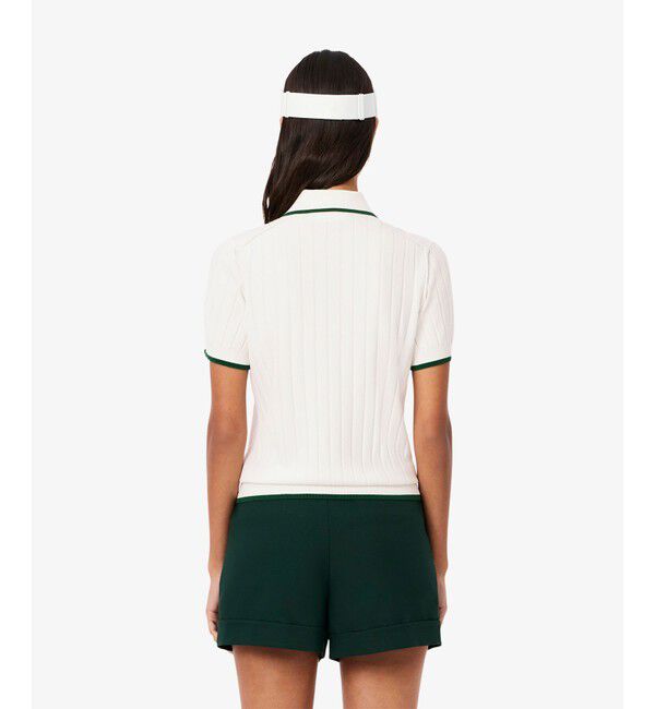 LACOSTE「メッシュ切り替え エッジ配色ゴルフニットポロシャツ」|ニット・セーター|