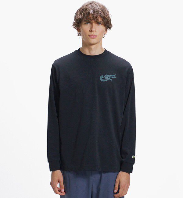 LACOSTE「ネーム&ワニロゴグラフィック長袖Tシャツ」|Tシャツ・カットソー|