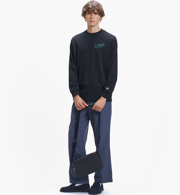 LACOSTE「ネーム&ワニロゴグラフィック長袖Tシャツ」|Tシャツ・カットソー|