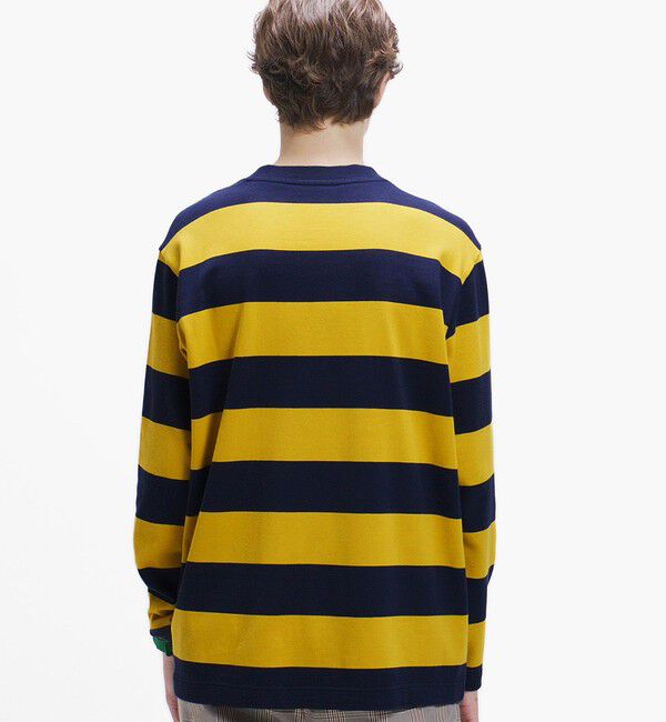 LACOSTE「テクスチャーロゴ ボーダーロングスリーブTシャツ」|Tシャツ・カットソー|