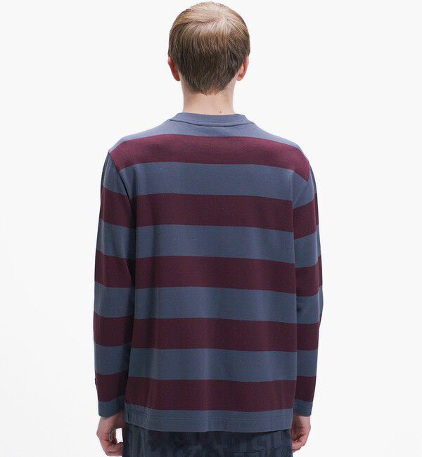 LACOSTE「テクスチャーロゴ ボーダーロングスリーブTシャツ」|Tシャツ・カットソー|