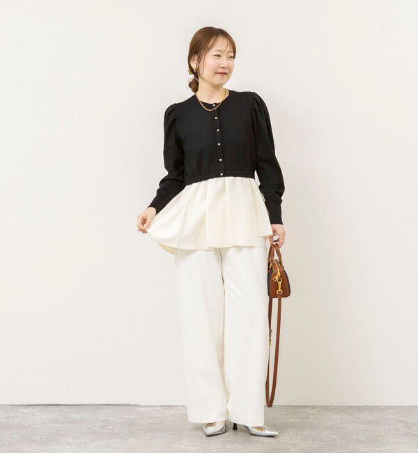 NOLLEY'S sophi「《手洗い可能》布帛ペプラムパール釦プルオーバー」|ニット・セーター|