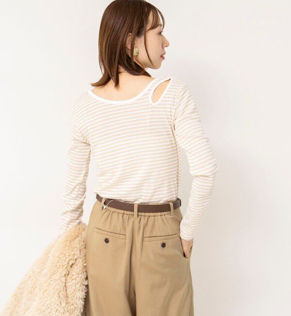 Rie Miller「ウォッシャブルアシンメトリー2WAYボーダーロンT」|Tシャツ・カットソー|