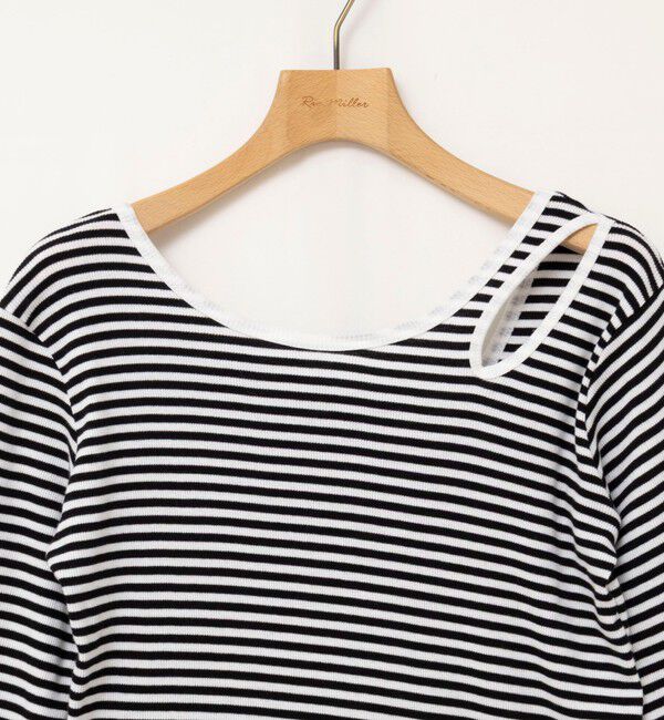 Rie Miller「ウォッシャブルアシンメトリー2WAYボーダーロンT」|Tシャツ・カットソー|
