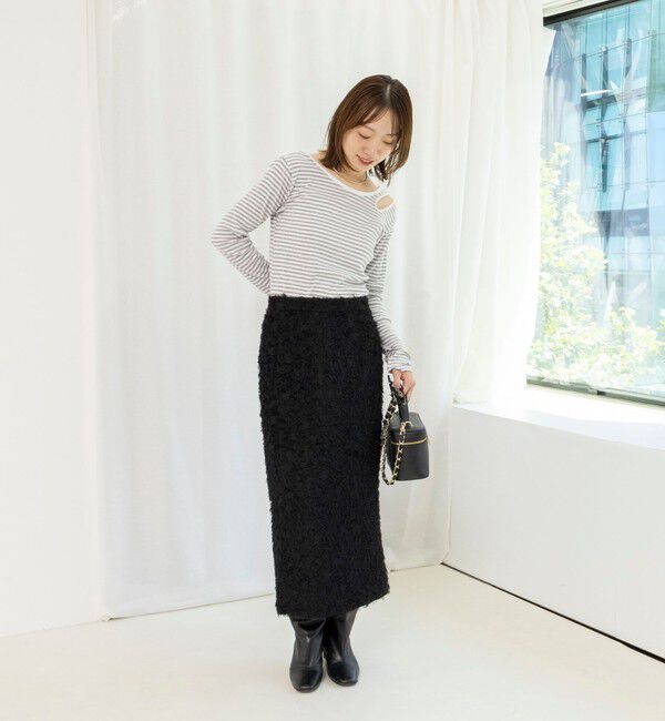 Rie Miller「ウォッシャブルアシンメトリー2WAYボーダーロンT」|Tシャツ・カットソー|