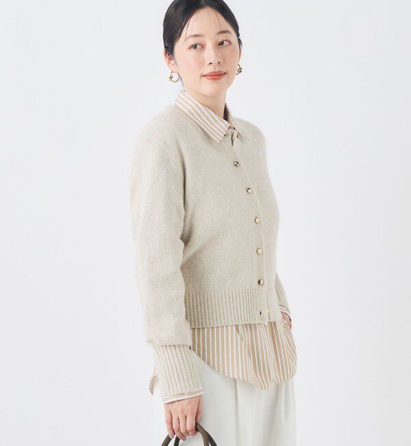 NOLLEY'S「《手洗い可能》へアリーラメクルーネックカーディガン」|カーディガン|