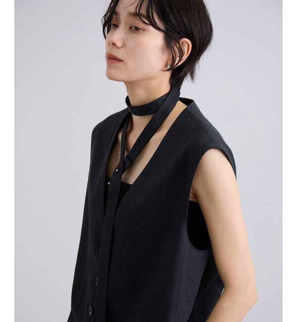 SALON adam et rope'「NALYAビスコース・麻ツイルジレ / セットアップ対応」|ベスト・ジレ|