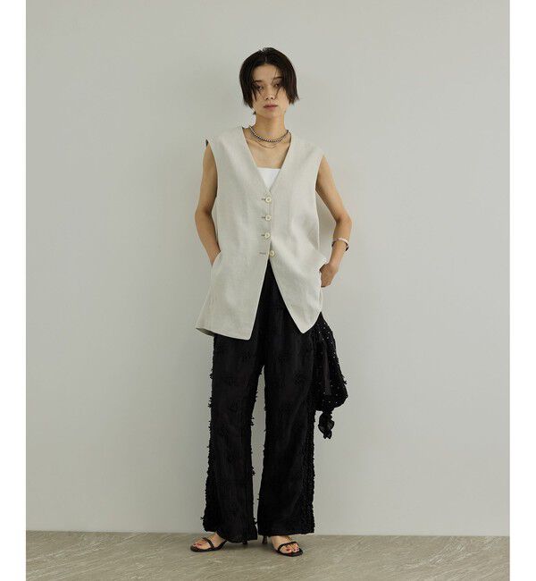 SALON adam et rope'「NALYAビスコース・麻ツイルジレ / セットアップ対応」|ベスト・ジレ|