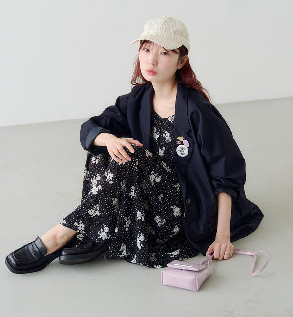  「【2サイズ展開】ドットフラワーキャミワンピース」|ワンピース|