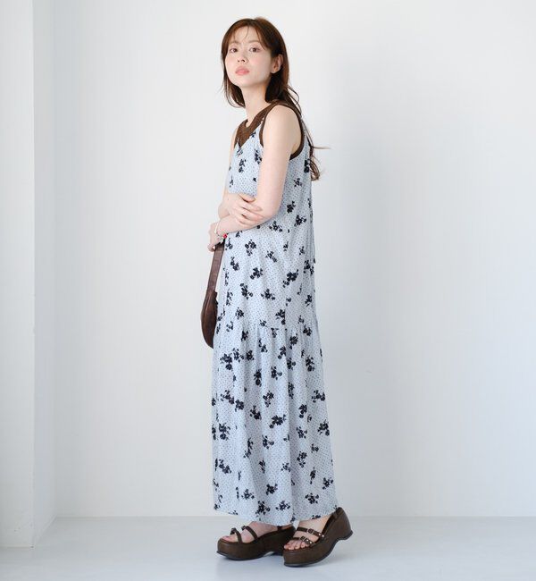  「【2サイズ展開】ドットフラワーキャミワンピース」|ワンピース|