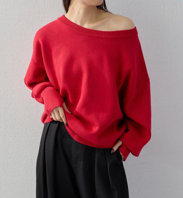  「【2026AW Debut】【UNFORM】スウェットライクニット」|ニット・セーター|レッド