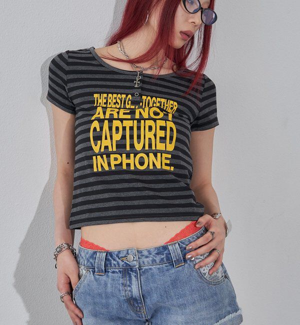  「リングドットヘンリーネックメッセージ TEE」|Tシャツ・カットソー|