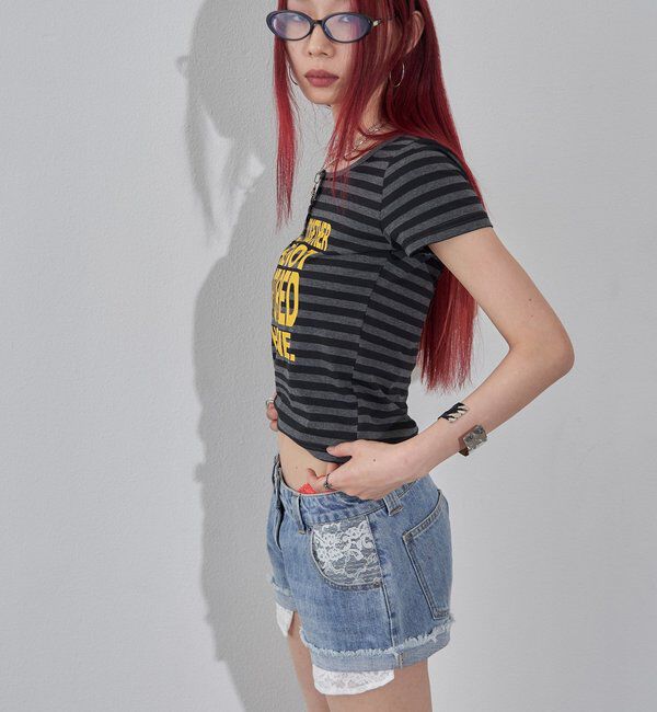  「リングドットヘンリーネックメッセージ TEE」|Tシャツ・カットソー|