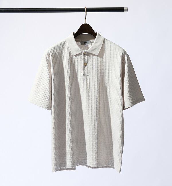 ABAHOUSE「【チェック柄】リンクス ブロック 半袖 ポロシャツ」|ポロシャツ|グレージュ