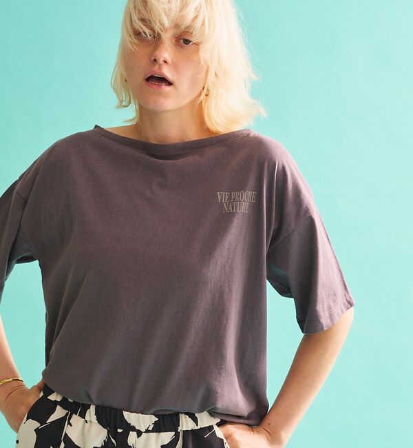 Rouge vif「ボートネックロゴTシャツ」|Tシャツ・カットソー|チャコールグレー