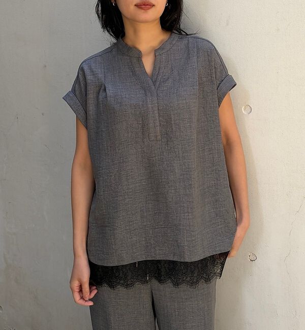 Rouge vif「【2点セット/WEB限定】カルゼヴィンテージセットアップ/スキッパー裾レースブラ」|シャツ・ブラウス|