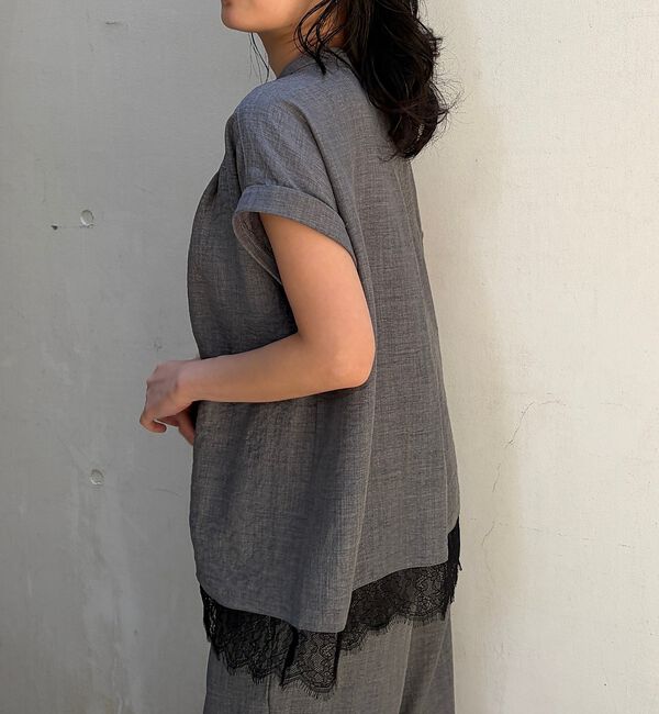 Rouge vif「【2点セット/WEB限定】カルゼヴィンテージセットアップ/スキッパー裾レースブラ」|シャツ・ブラウス|